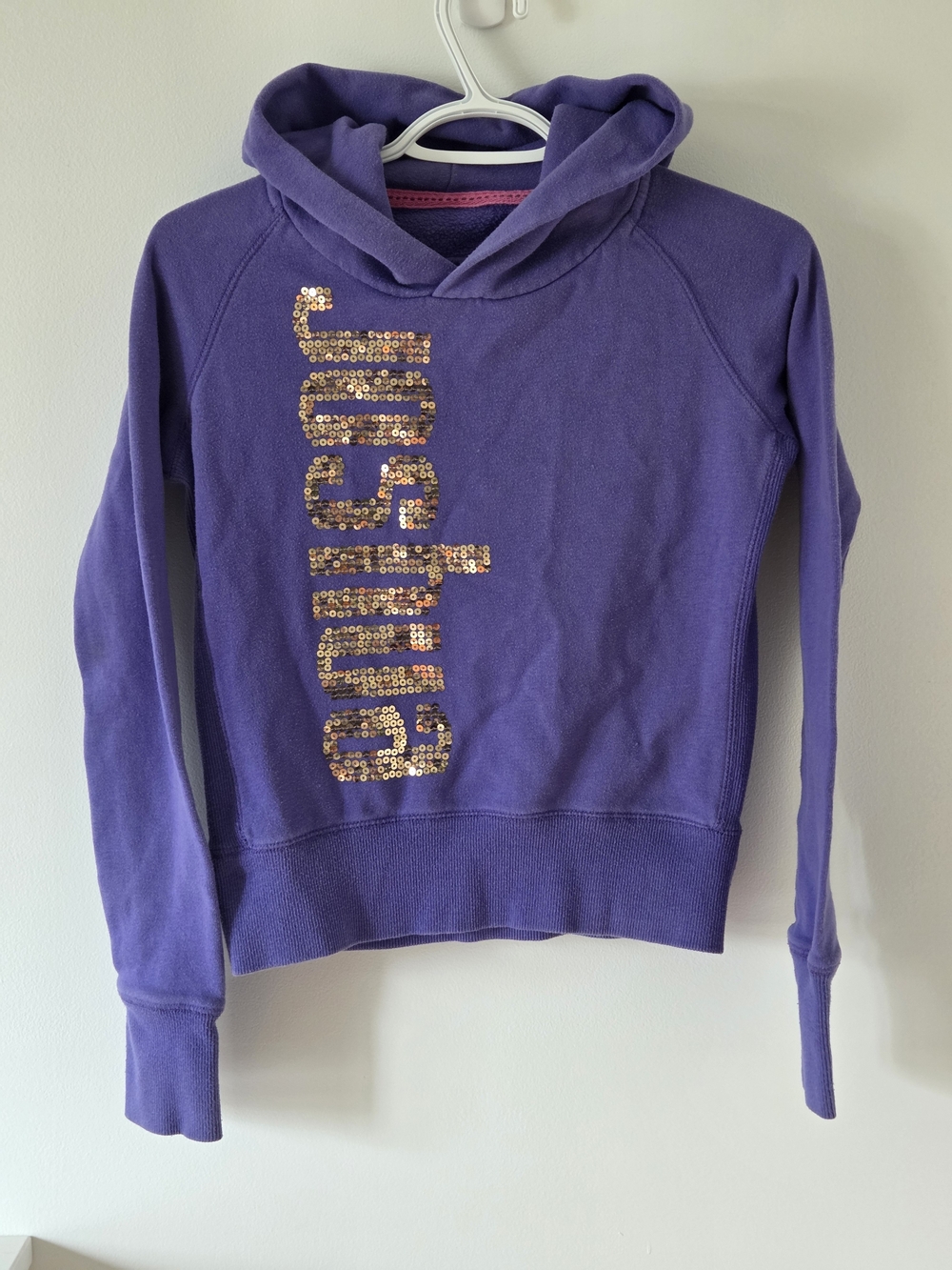 Y2K ​Joshua Perets Purple Sequin Logo Hoodie Sweatshirt (Fits Small / Medium)
